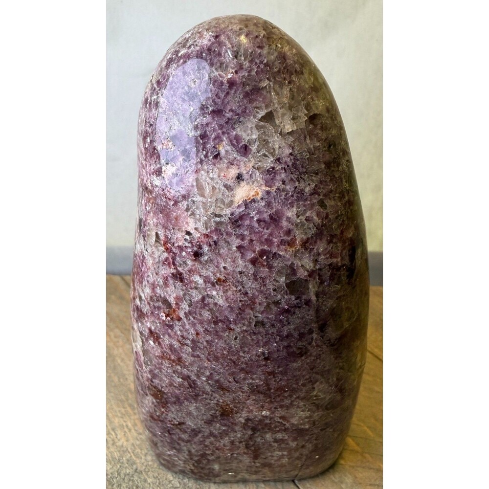 Lepidolite Freeform Madagascar Polished Crystal Quartz Inclusions Purple 437g